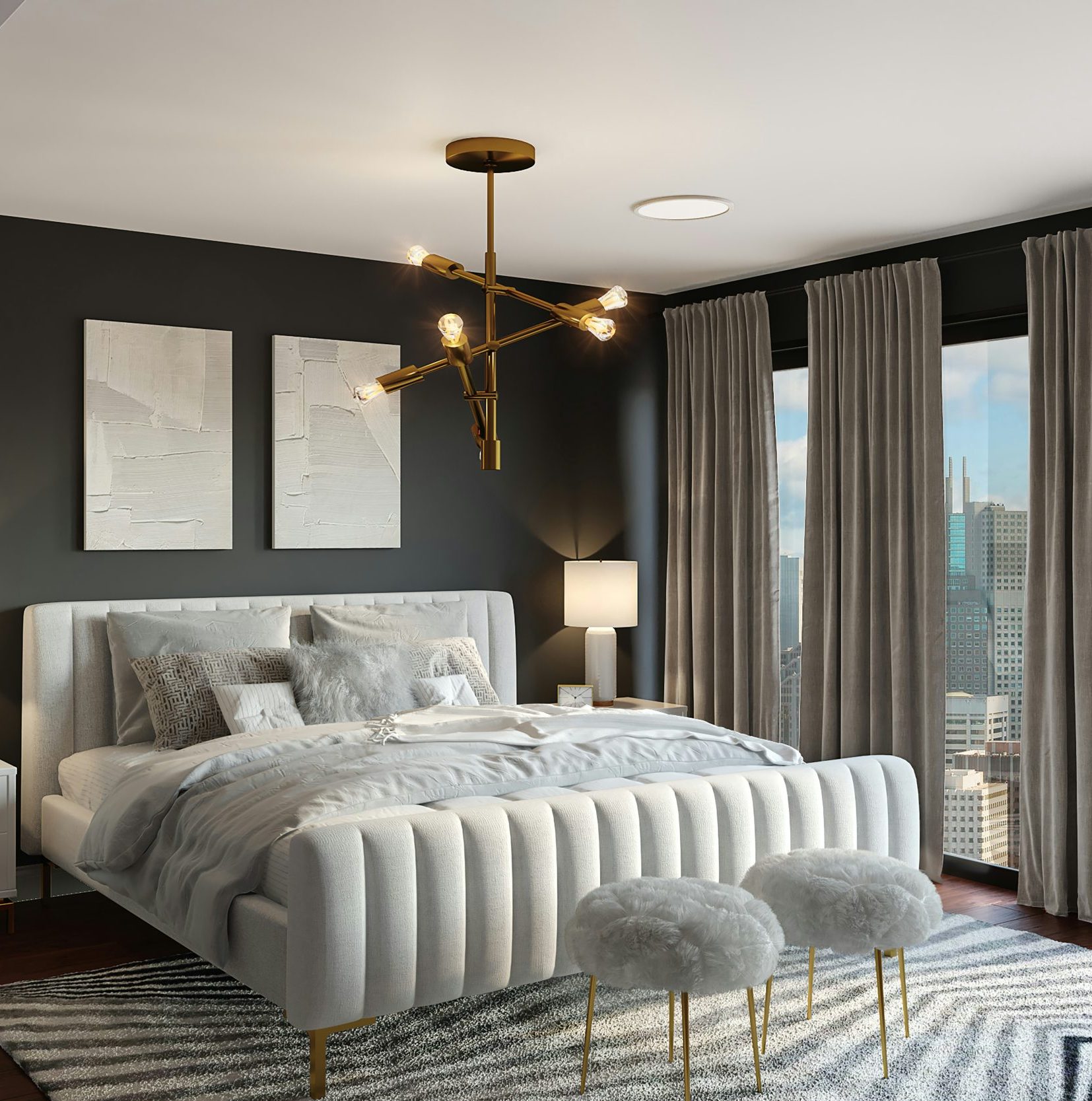 ensemble de canapés à motifs floraux blancs et gris